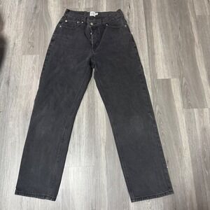 Princess Polly Womens Black Jeans Size 0 24 Waist Cropped Straight Leg Y2K Denim